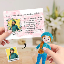 Load image into Gallery viewer, To My Mom Custom Crochet Doll from Photo Handmade Look alike Dolls with Personalized Name Card Gifts for Her
