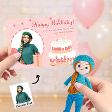 Load image into Gallery viewer, Custom Crochet Doll from Photo Handmade Look alike Dolls with Personalized Name Card Birthday Gifts