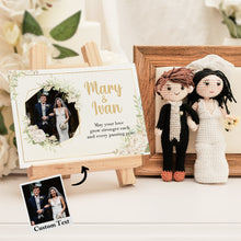将图片加载到图库查看器,Gifts for Wedding Couple Custom Crochet Doll from Photo Handmade Look alike Dolls with Personalized Name Card