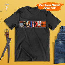 画像をギャラリービューアに読み込む, Aaliyah T-shirt Name Art Alphabet Photography Shirt - Basketball Style - MyFaceTshirt