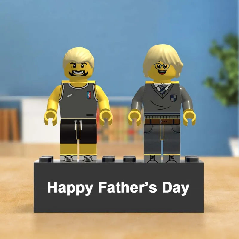 2 People Personalized Minifigs Mini Figures Father's Day Gifts for Dad