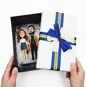 Kneel Down On One Knee To Propose Couple Custom Bobblehead With Engraved Text