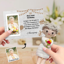 將圖片載入圖庫檢視器 Birthday Gifts Custom Crochet Doll from Photo Handmade Look alike Dolls with Personalized Name Card
