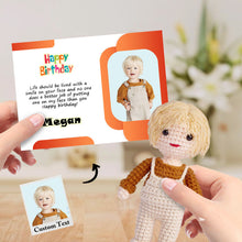 將圖片載入圖庫檢視器 Birthday Gifts for Kids Custom Crochet Doll from Photo Handmade Look alike Dolls with Personalized Name Card
