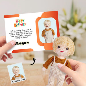 Birthday Gifts for Kids Custom Crochet Doll from Photo Handmade Look alike Dolls with Personalized Name Card