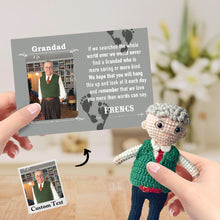 將圖片載入圖庫檢視器 Custom Crochet Doll from Photo Handmade Look alike Dolls Gifts for Grandad with Personalized Name Card
