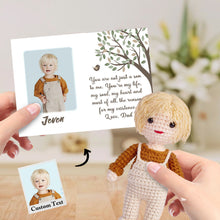將圖片載入圖庫檢視器 To My Son Custom Crochet Doll from Photo Handmade Look alike Dolls with Personalized Name Card
