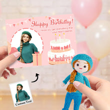 將圖片載入圖庫檢視器 Custom Crochet Doll from Photo Handmade Look alike Dolls with Personalized Name Card Birthday Gifts
