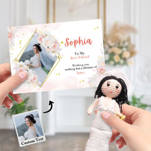 將圖片載入圖庫檢視器 Bridal Shower Gift Custom Crochet Doll from Photo Handmade Look alike Dolls with Personalized Name Card
