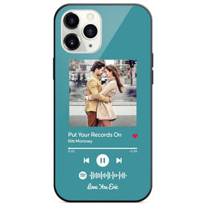 Custom Spotify Code Music Plaque iphone Case With Text Light Blue