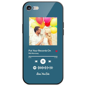 Custom Spotify Code Music Plaque iphone Case With Text Blue