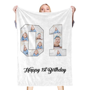 1st birthday gift ideas- Custom Photo Blanket, 1st birthday blanket - soufeelus