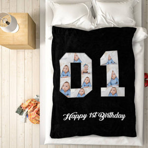 1st birthday gift ideas- Custom Photo Blanket, 1st birthday blanket - soufeelus