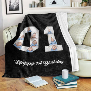 1st birthday gift ideas- Custom Photo Blanket, 1st birthday blanket - soufeelus